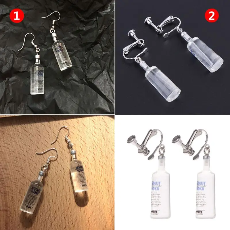 

1 Pair Creative Earrings Ins Style Vodka Bottle Pendant Dangle Women Girls Party Jewelry Charms Unique Funny Handmade Simulation