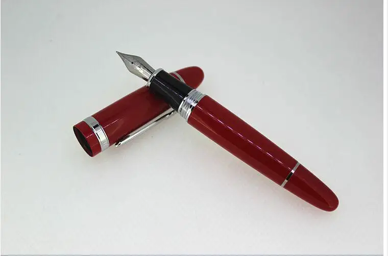 

Jinhao 159 large heavy fountain pen silver trim Medium nib Red r20