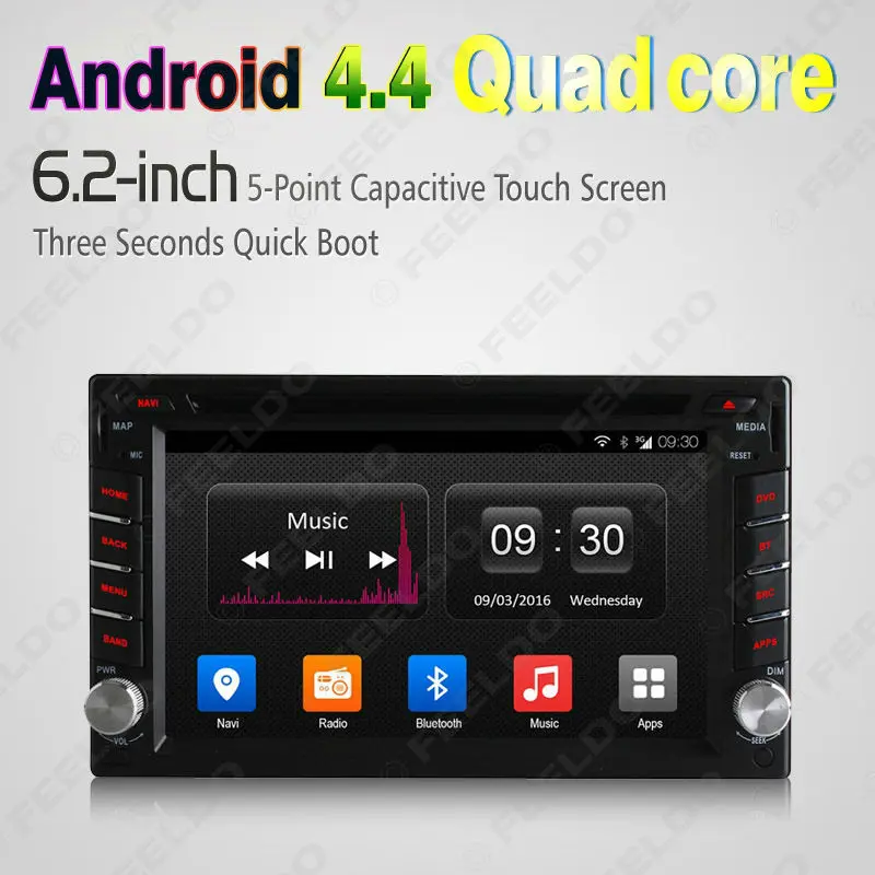 Discount LEEWA 6.2"inch Universal 2DIN Android 4.4.4 Quad Core Car DVD Player With GPS Navi Radio For Nissan/Hyundai #CA2420 0