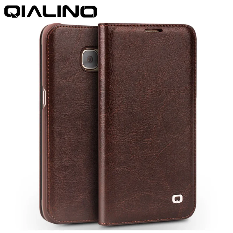 

QIALINO Flip Case for Samsung S7 S7 edge Genuine Leather Wallet Covers for Samsung Galaxy S7 S7edge Retro Bag Ultra Thin Shell