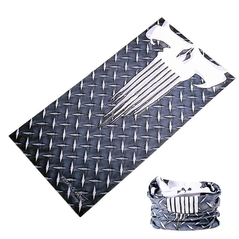 

3D Metal Skull Design Motorcycle Cycling Bandana Head Scarf Buffe Sport Face Shield Scary Mask Women Men Headband Balaclava Baff