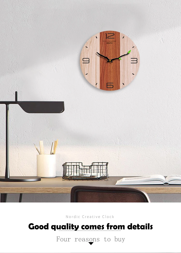 3D скандинавские настенные часы современный дизайн простые деревянные зерна Креативная кухня гостиная спальня бесшумное украшение настенные часы подарок