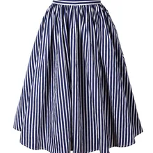 45-Женская винтажная 1950 s синяя полоса печати высокая талия плиссированная юбка рокабилли pin up юбки плюс размер 4xl saia faldas