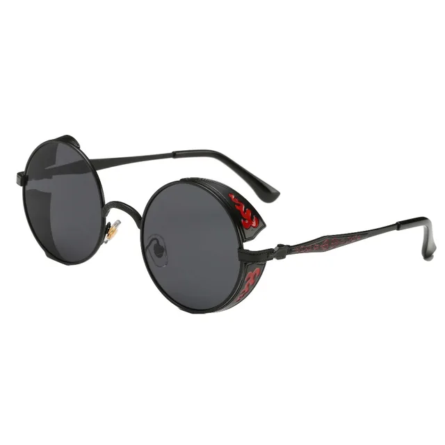 Fashion Retro Steampunk Glasses Women Men Vintage Mirrored Round Circle Punk Gothic Sunglasses 3