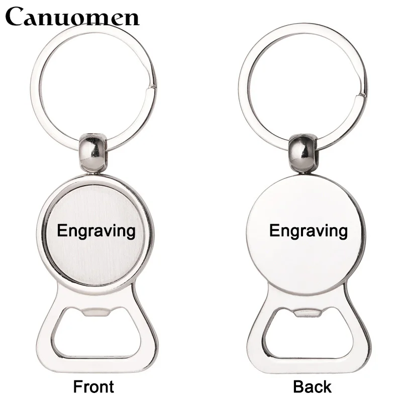 

Canuomen Beer Bottle Opener Keychain Laser Engravable Words Picture DIY Kitchen Tools Men Gifts Car Key holder Jewelry Keyrings