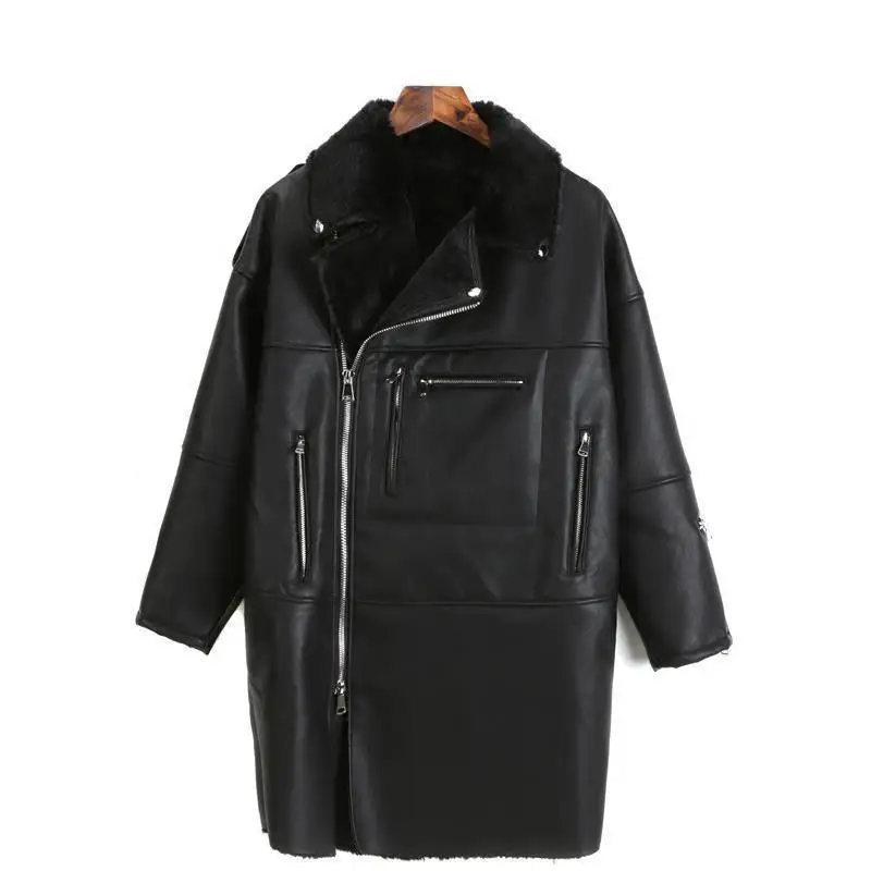 

Womens Faux Fur Coat Winter Thick Black Warm Long PU Leather Coat Jackets Women Coats Fur Jacket All Match Women Jackrt 2019 New