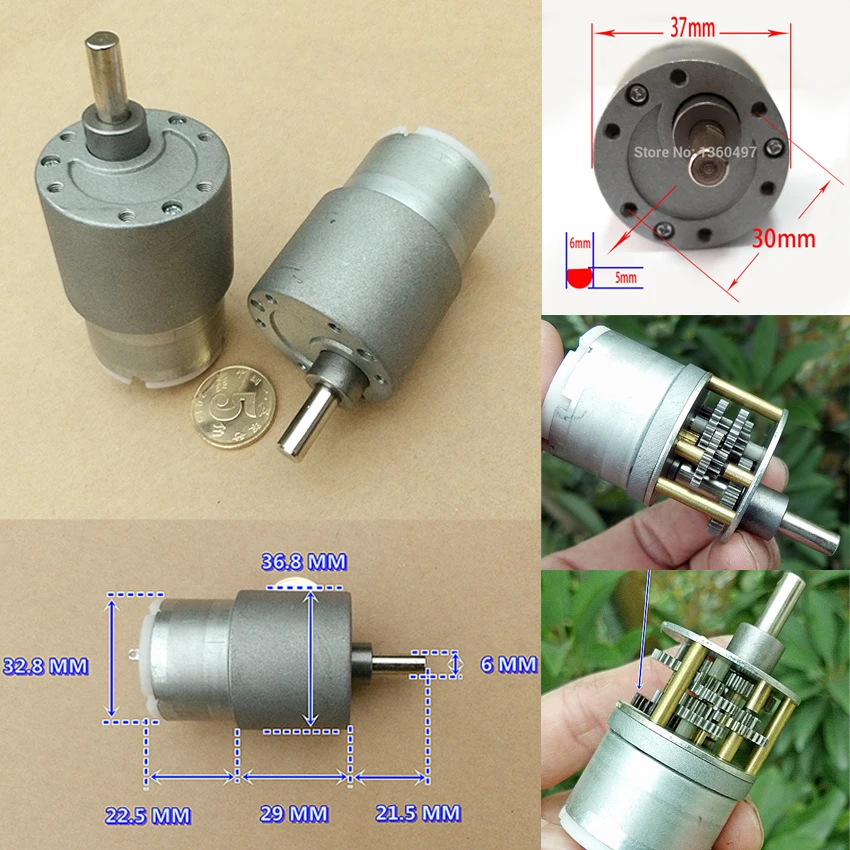 Gear Motor for Robot 6V 60RPM Miniature Dust-Resistant Torque DC Gear Motor