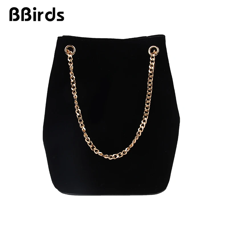 BBirds Velet Diamond Bucket Bag Women Shoulder Bag Female Crystal Floral Chain Bags Velour Embroidery Diamond Ladies Handbag