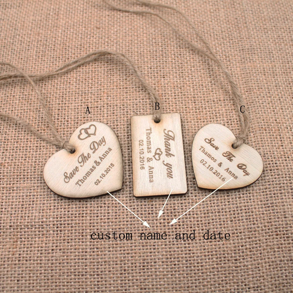 Personalized thank you wedding tags , custom save the date Wooden Tags, wedding favor tags ...