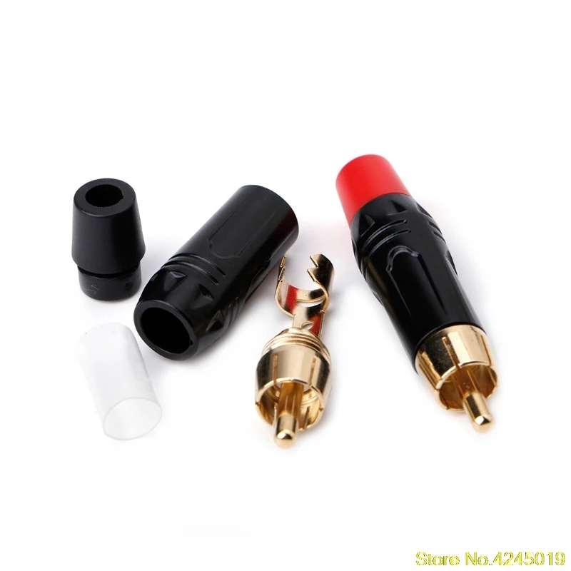 

New High quality 1 Pair 5.5mm RCA Male Connector Gold Plating Audio Adapter Speaker Plug