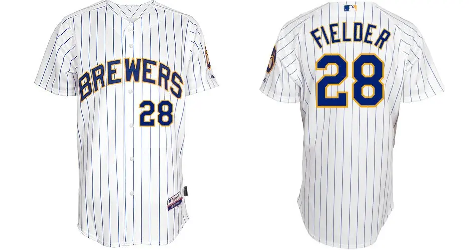 Milwaukee Brewers Jerseys #28 Prince Fielder white with blue strips  Baseball jersey free shipping + Paypal _ - AliExpress Mobile