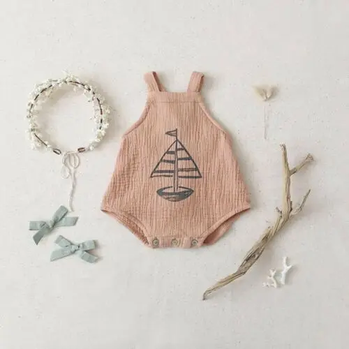 

Newborn Baby Girl Boy Sailboat Romper Bodysuit Jumpsuit Outfit Clothes Summer