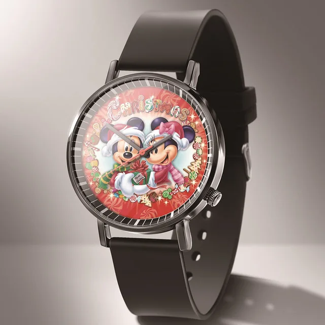 Роскошные Брендовые Часы из натуральной кожи с Микки Маусом, водонепроницаемые кварцевые женские наручные часы, детские часы для мальчиков, подарок для девочек