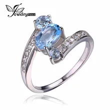 JewelryPalace 2.4ct Oval Pure Sky Blue Topaz Ring Stable 925 Sterling Silver Rings For Ladies Charms Style Marriage ceremony Jewellery