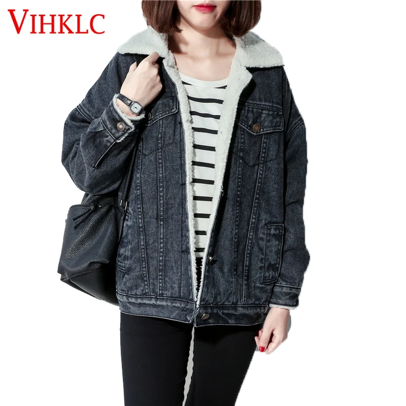 black jean jacket with fur womens