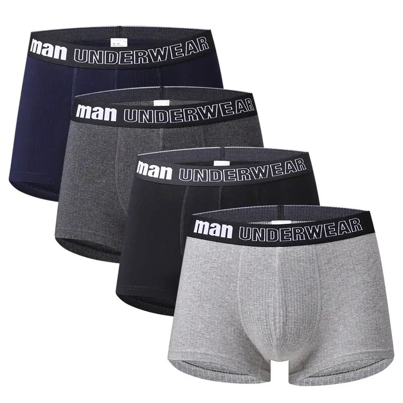 4 pcs/lot Mens Panties Spandex Cotton Man Big Short Breathable Solid Flexible Shorts Boxers Underpants Underwear boxer | Мужское нижнее