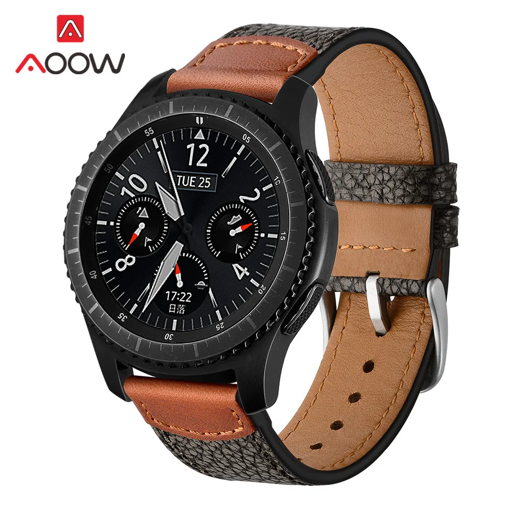 

22mm Genuine Leather Watchband for Samsung Gear S3 Classic Frontier Brown Black Quick Release Men Strap Band for Ticwatch Huami