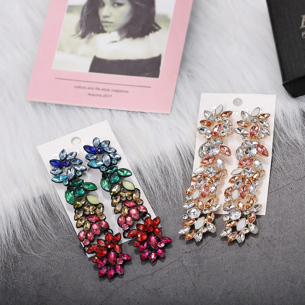 Dvacaman Boho, многоцветные серьги-капли с кристаллами, Женские Модные металлические массивные серьги, этнические свадебные подарки, ювелирные изделия, бижутерия