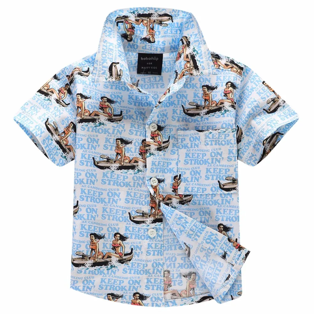 Хлопковая рубашка с цветочным принтом гавайская aloha для мальчиков T1701|shirts for boys|aloha