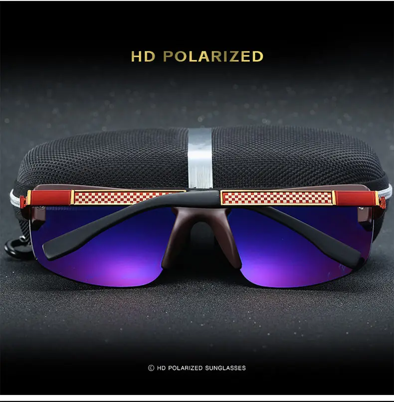 MINIMUM High Quality Half frame Square Sunglasses Women Polarized Men Sunglasses Sport Eyewear Driving Gold frame HD Polarized1 (6)