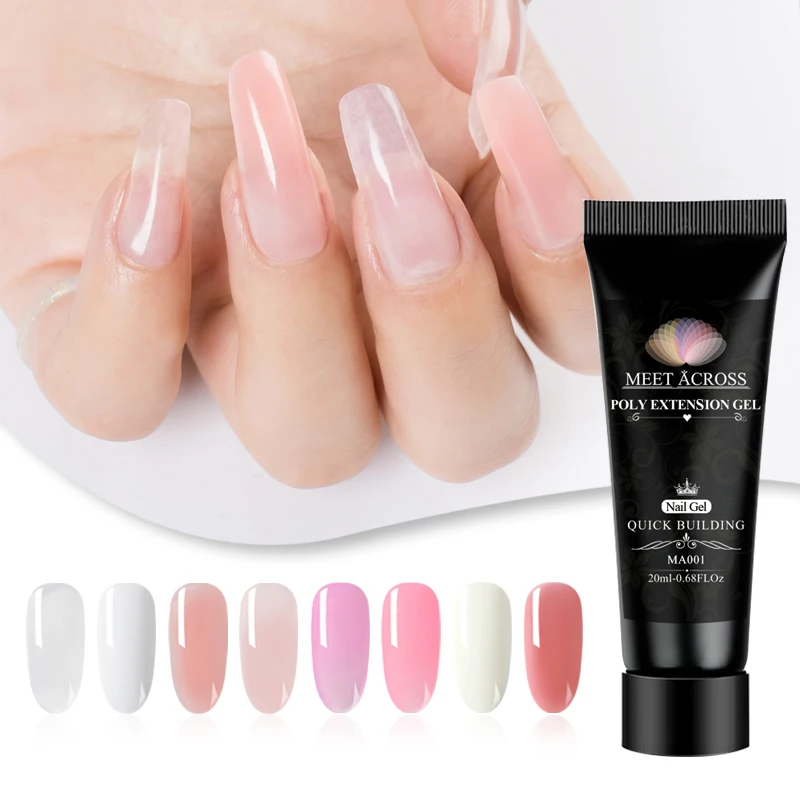 

MEET ACROSS 20ml Crystal Extend UV Nail Gel Extension Builder Led Nail Art Gel Lacquer Jelly Acrylic Builder UV Poly Nail Gel