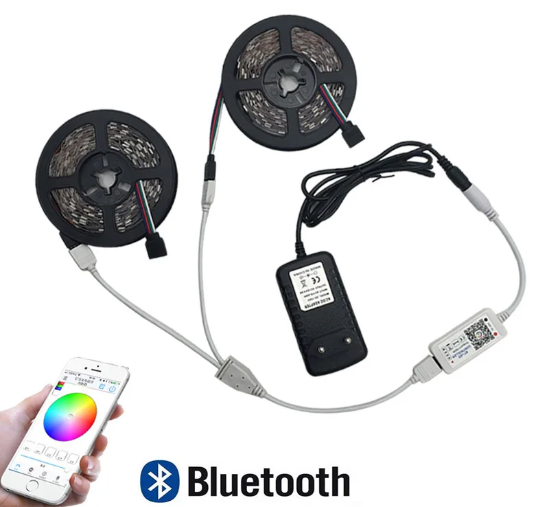 5m 10m RGB LED strip light 2835 SMD diode led ribbon tape waterproof +WiFi 24Keys remote controller+DC 12V Adapter Power Supply (22)(2)