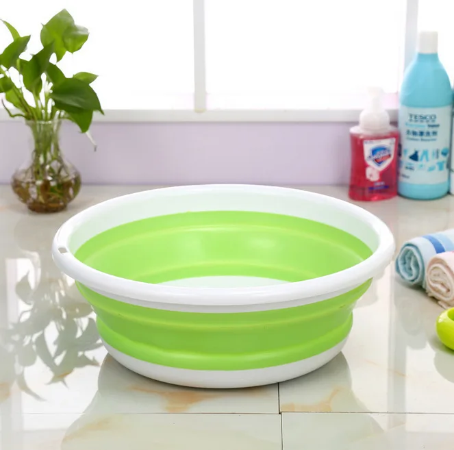 Cubo plegable azul portátil plegable Pie de baño plegable lavabo de turismo viajes al extranjero lavabo al aire libre suministros de Camping