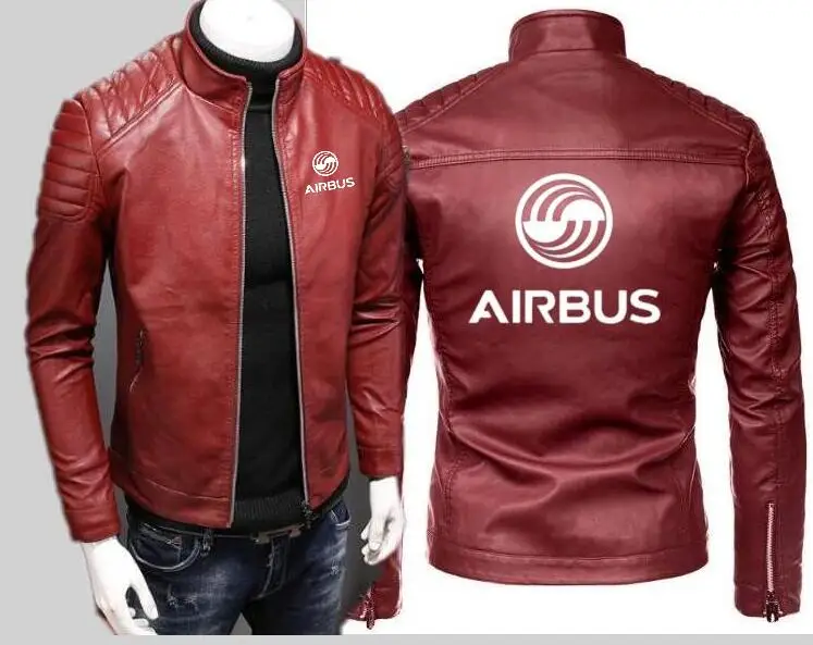 

Fashion new men's locomotive pilot airbus leather jacket zipper cardigan long sleeve sports and leisure airbus aircraft leather