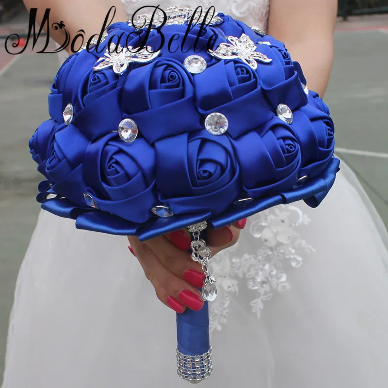 Modabelle Royal Blue Wedding Bouquets With Crystal Silk Roses Modabelle Royal Blue Wedding Bouquets With Crystal Silk Roses Artificial Bridal Bouquet Brides 2017 In From