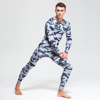 

Winter Suit For Men 2 Piece Men Thermal Underwear Camouflage Tracksuit Men MMA Clothing Rashgard kit Bodybuilding T-Shirt XXXL