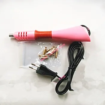 

Big Deal 1pcs With 7 Tips 5 Seconds Rapid Heating Up Pink Hot Fix Wand Gun DIY Heat Fix Tools Rhinestone Applicator