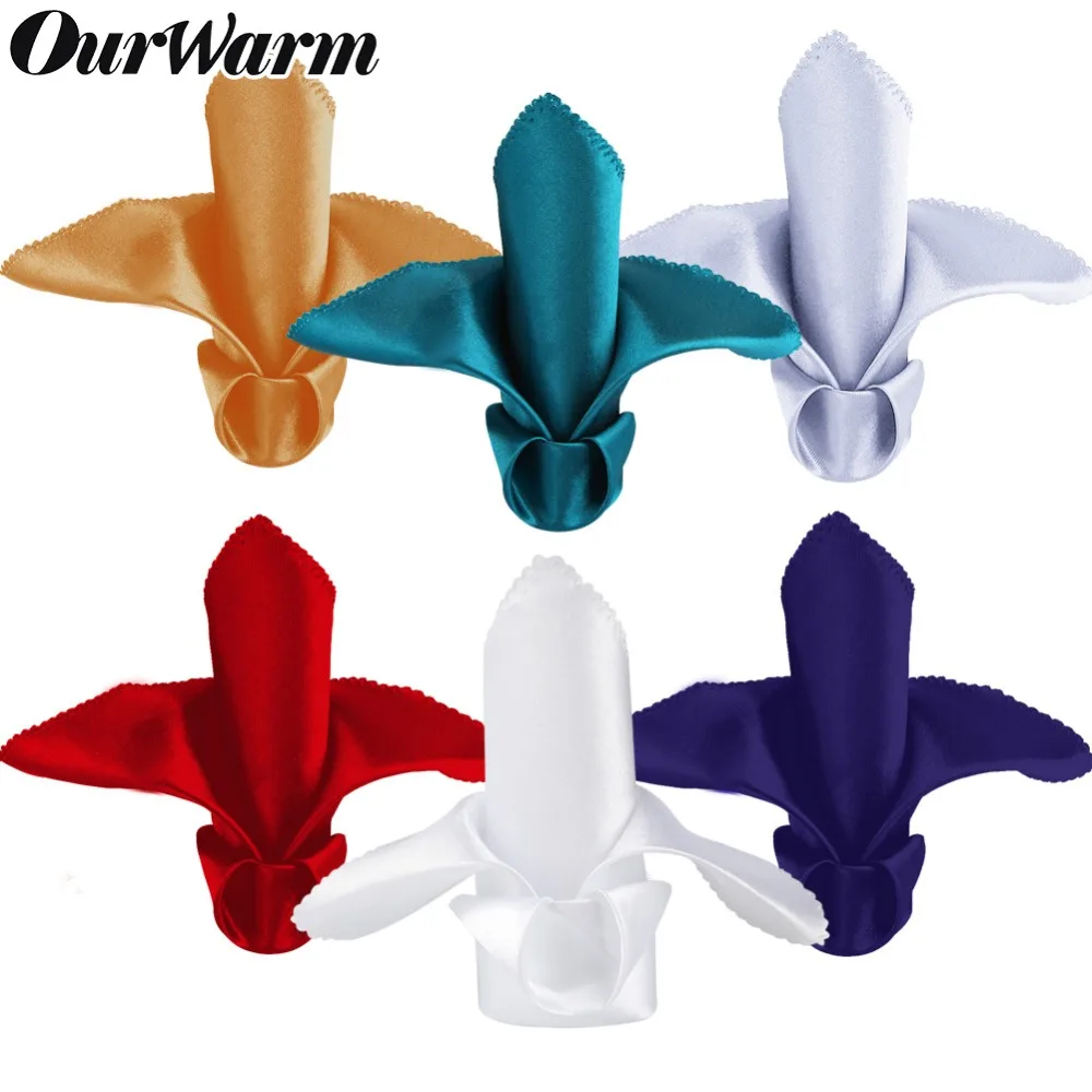 

OurWarm 10pcs Satin Table Napkins Men Handkerchief DIY Wedding Banquet Home Restaurant Dinner Party Decoration High Quality