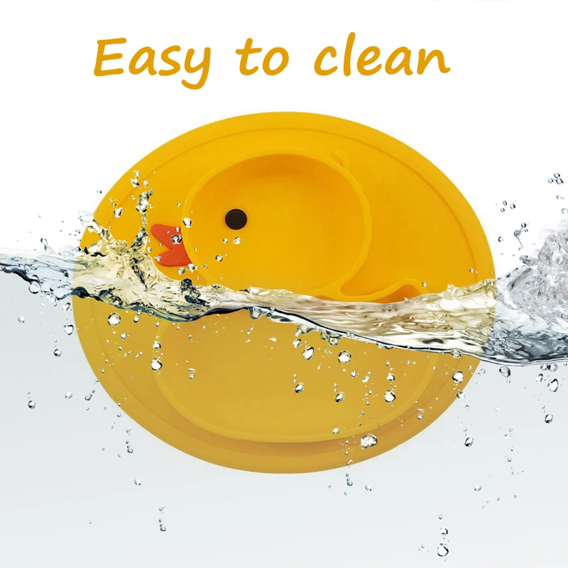 Baby Duck Dishes Silicone Plate Suction Tray Antislip Mini Mat Children Kids Meal Fruits Tray Todder Placemat