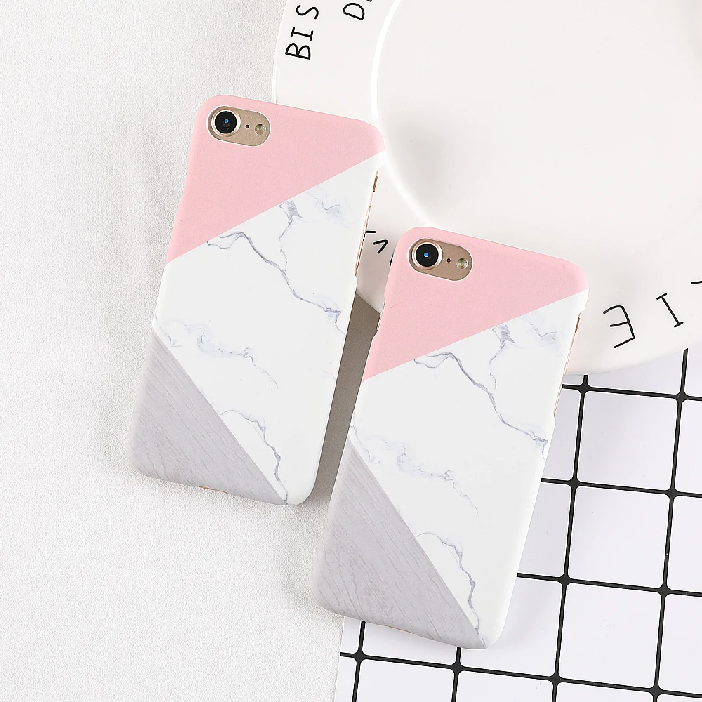 

Case Simple color matching marble Phone Case for iPhone6 7 8Plus all-inclusive frosted hard shell Phone Case for iPhoneX Cover
