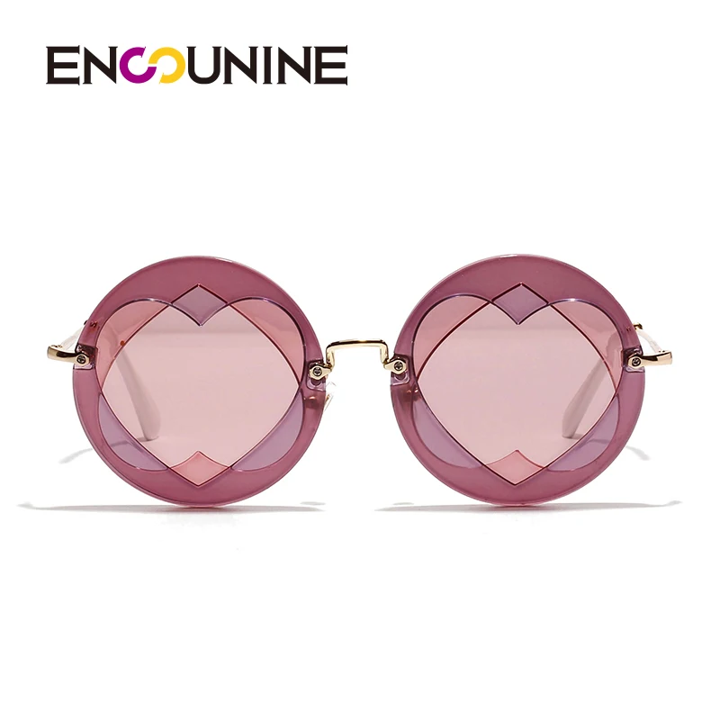 ENSUNINE Brand Designer New Heart Shaped Sunglasses 2020 Pink Women