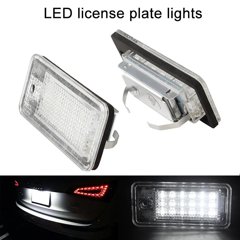

2Pcs Car Styling LED Number License Plate Lamp Light for Audi A3 A4 A6 S6 A8 Q7 RS4 RS CSL2017