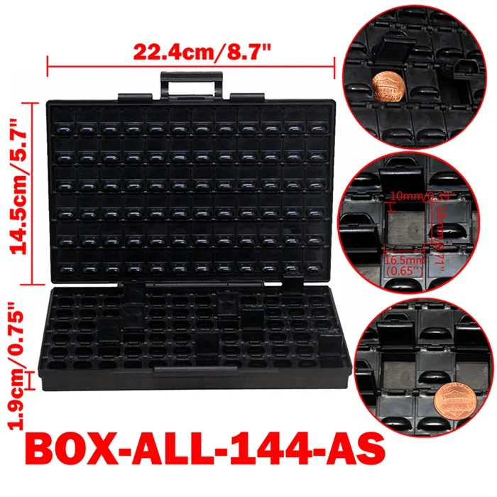 AideTek корпус поверхностного монтажа SMD хранения электроники ящики и органайзеры пластик антистатические резистор коробки - Цвет: BOXALL144AS