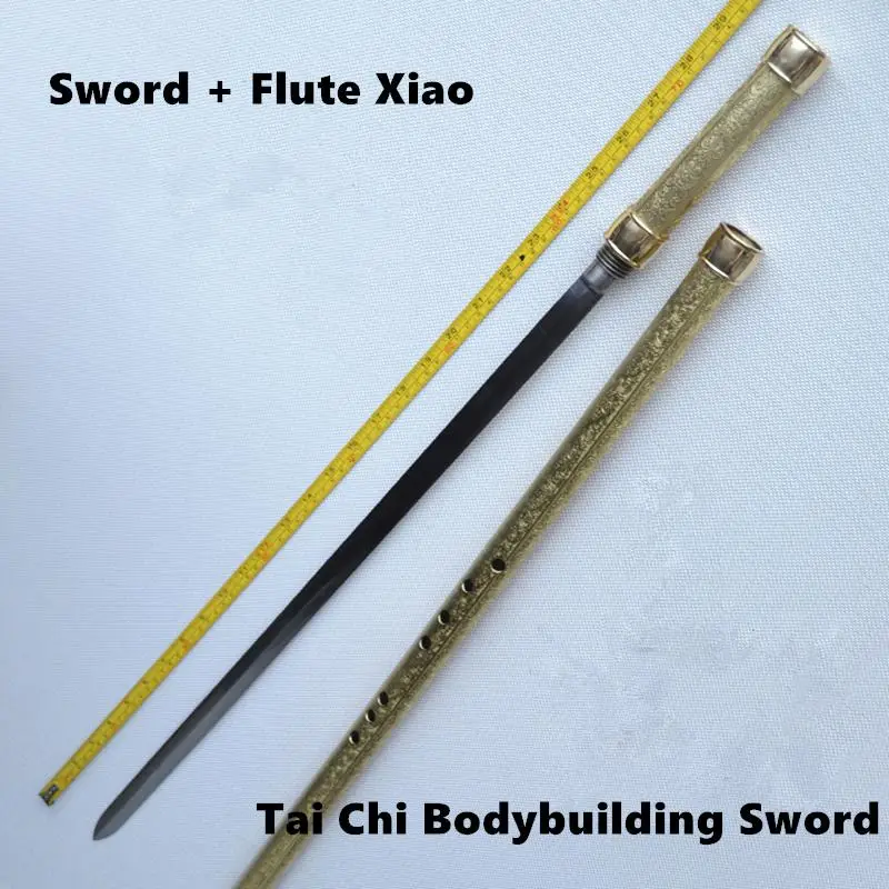 Brass Metal Flute Xiao + Sword F Key Tai Chi Bodybuilding Sword Flauta