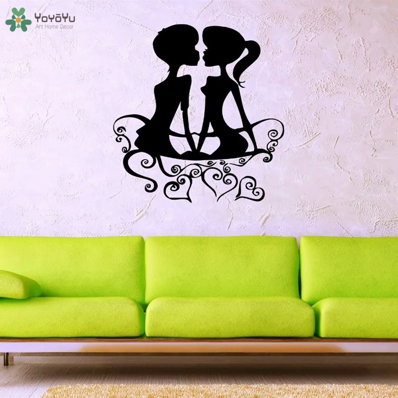 YOYOYU Wall Decal Romantic Couple Vinyl Wall Stickers Love Pattern