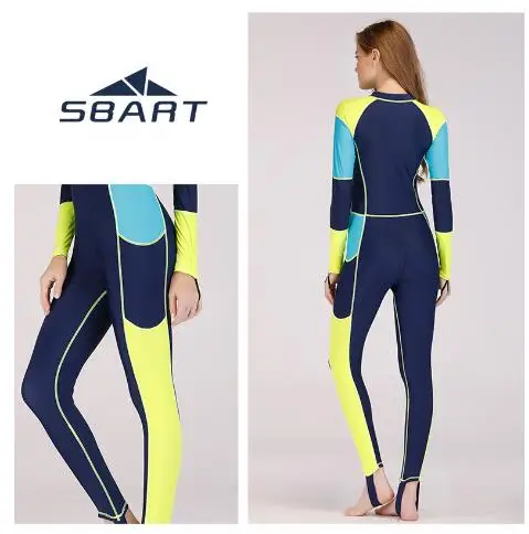 

SBART Women Long Sleeve Sunscreen Rash Guard Summer Quick-dry One piece Suits SwimWear Diving Snorkeling Swimming Lycra Swimsuit