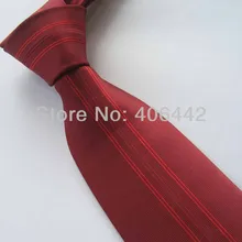 Yibei Coachella Мужские галстуки бордовые с красной полосой тканый галстук, жаккардовый модный галстук Gravata галстук в деловом стиле для мужчин вечерние платья