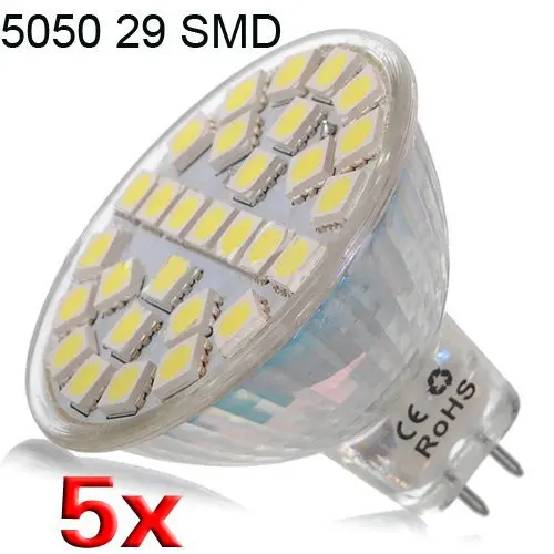 5 X MR16 29 светодиодный 5050 SMD 5W blanc pur Spot ampoule Лампа 220v Blanc Warm лампа ампула spotlight | Лампы и