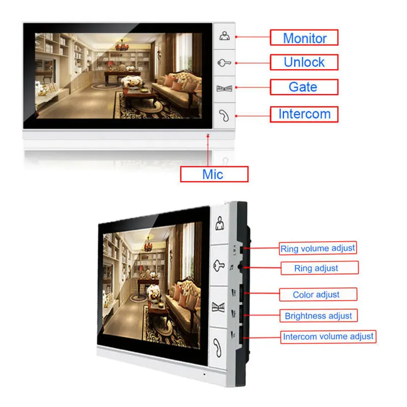 Дюймов 9 дюймов проводной видеодомофон домофон система 2 монитора + 1 RFID доступ ИК 700TVL камера + электрический контроль дверной замок