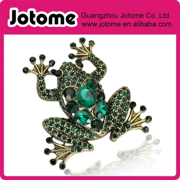 

Green Rhinestone Prince Charmed Happy Frog Fashionable Custom Brooch Pin