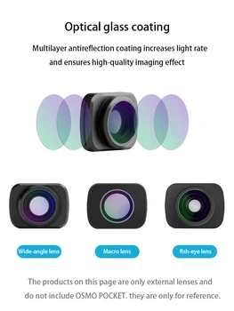 

Mini 3 in 1 Wide Angle Fisheye Macro Lens Magnetic Camera Lenses Fish Eye Lens For DJI OMSO POCKET camera Camera Lens Accessory