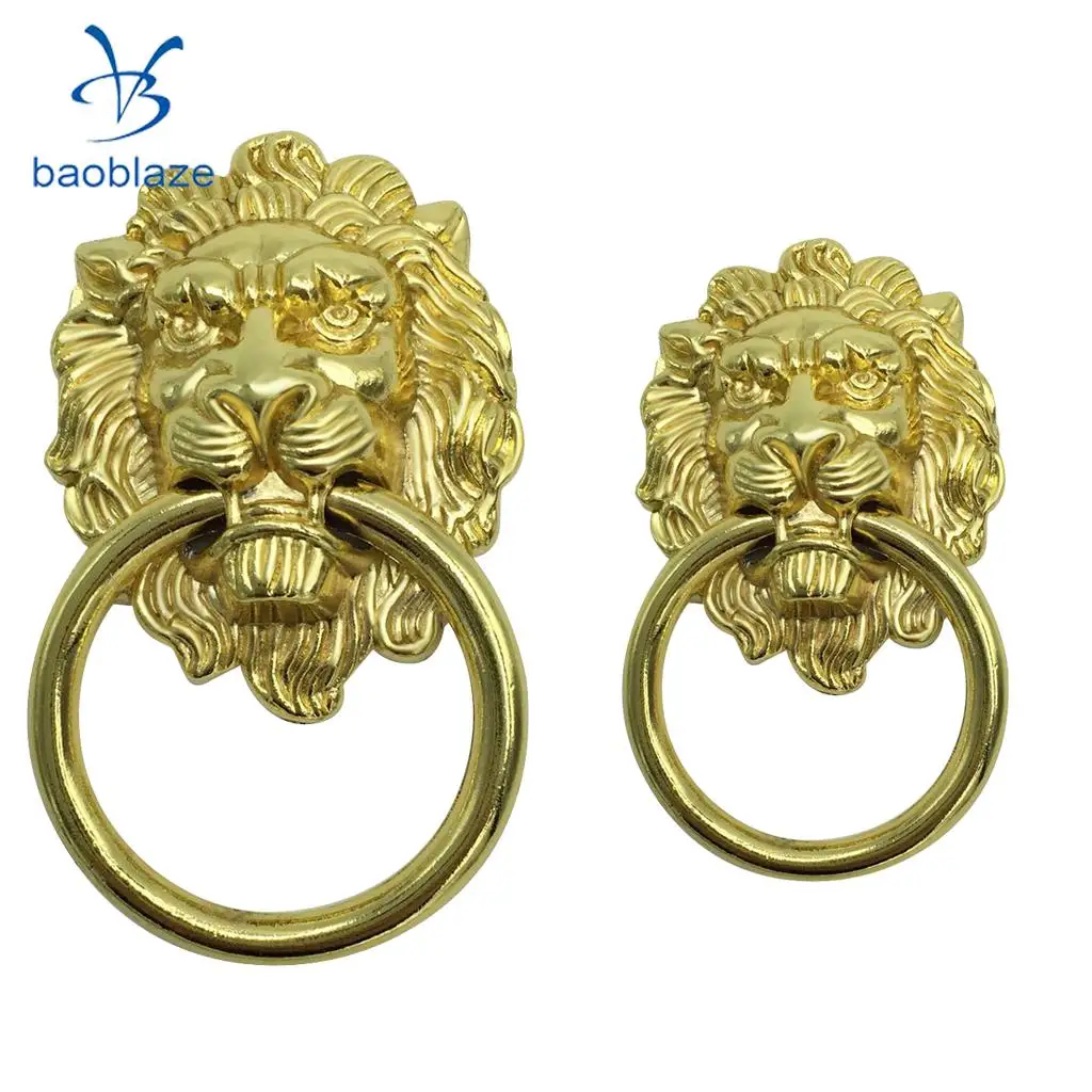 PACK 2PCS Lion Head Design Door Cabinet Handles Drawer Cupboard Wardrobe Pull Ring