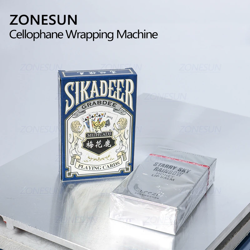 ZONESUN аппарат для упаковки в целлофан покерная коробка сигарет Парфюмированная Косметика БОПП пленка ПВХ герметичная пленка запаечно-упаковочная машина