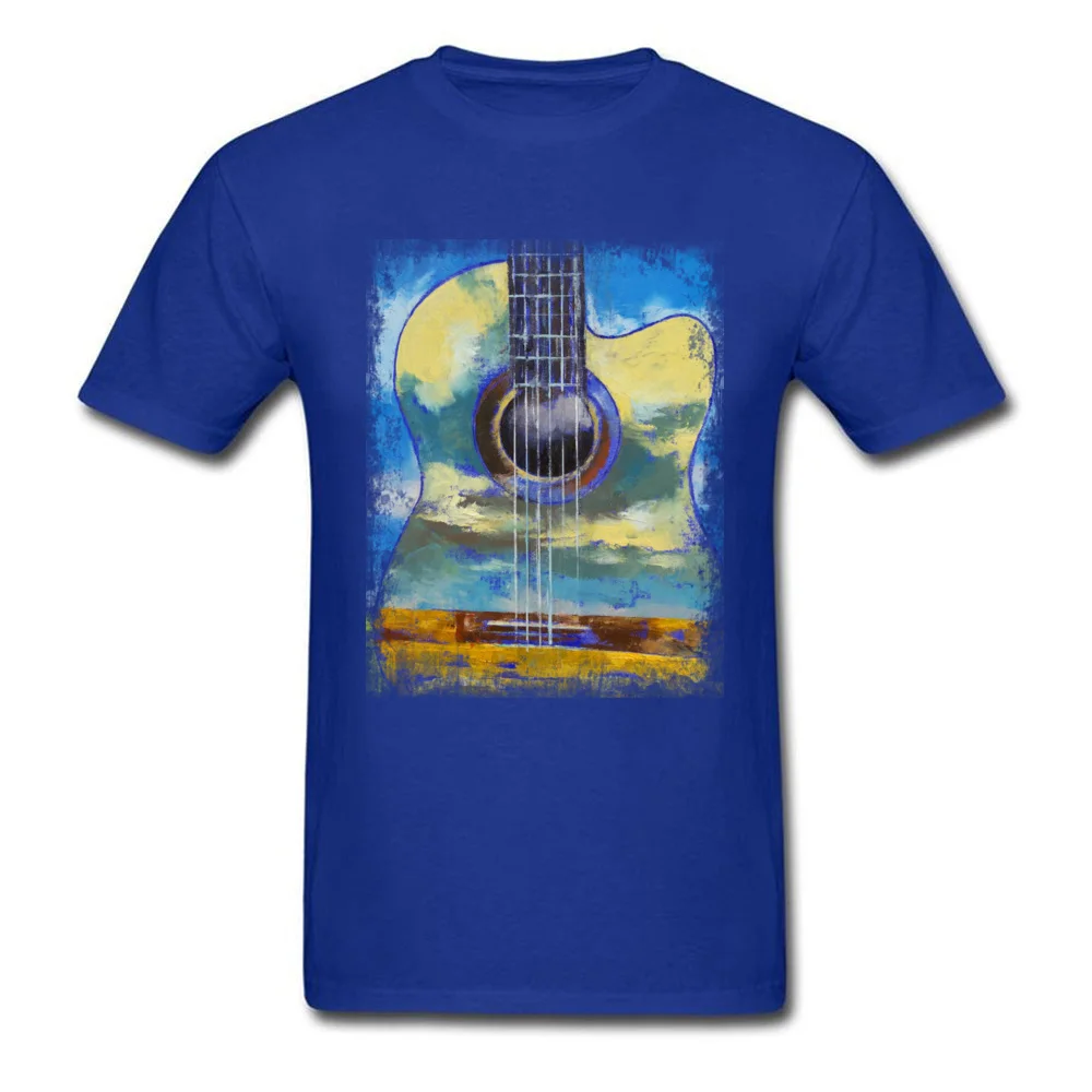 GUITAR CLOUDS On Sale Birthday Tops T Shirt Round Neck VALENTINE DAY Pure Cotton Short Sleeve T-Shirt for Men Custom Tshirts GUITAR CLOUDS blue