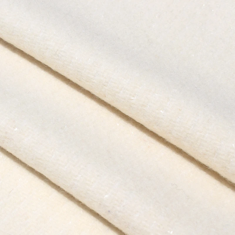 Ограниченный французский импорт молочно-белая байковая тканая шерстяная твидовая плюшевая ткань для платья пальто дешевые ткани DIY потертый шик