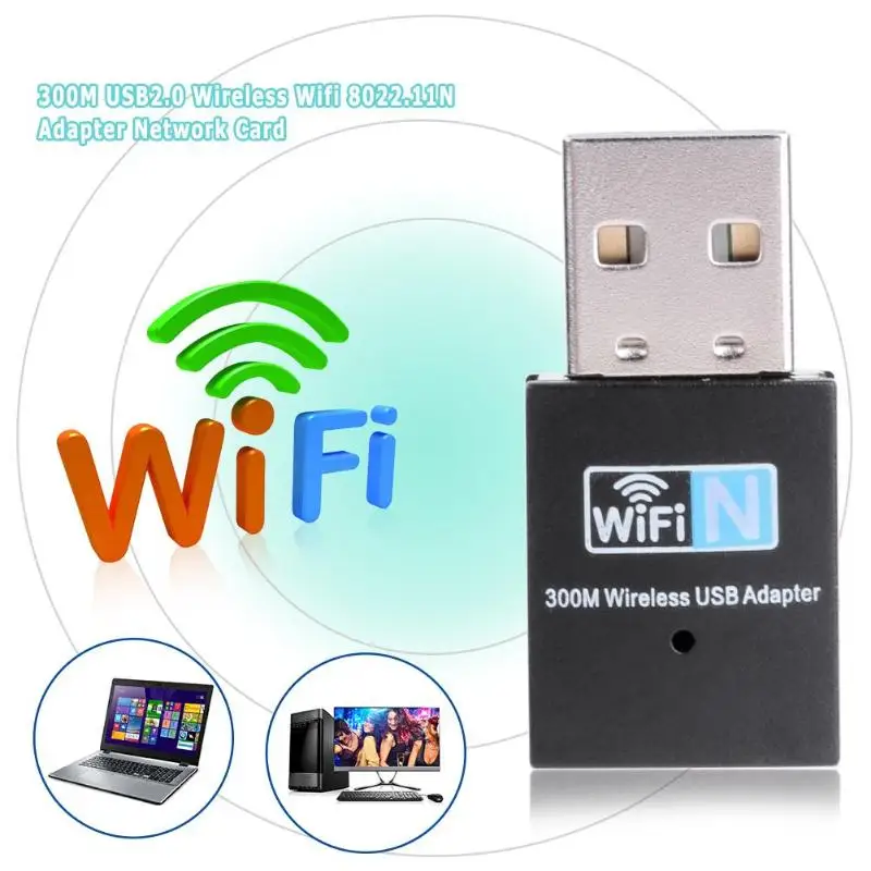 

Mini 300M USB2.0 WiFi Dongle Adapter Wireless Network Card 802.11 n/g/b LAN Adapter with CD Driver for Windows Series